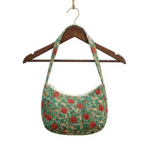 Floral cotton <b>quilted</b> shoulder bag hand bag reusable eco friendly soft padded women tote bag custom print custom logo wholesale - Product Image 1