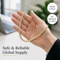 Collier unisexe tendance en laiton plaqué avec chaîne tennis en zircon rond de 3 mm, sertissage classique à une rangée de pierres, bijou de mode