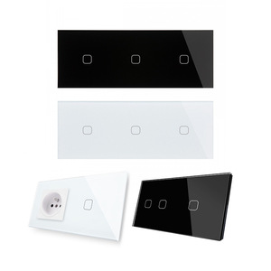 86 Type European Standard <b>Switch</b> Socket With <b>Usb</b> Port Tempered Glass Panel Smart Remote Control Multi Unit Combination - Product Image 5