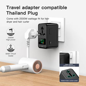 محول سفر عالمي PD200 GAN عالي الطاقة مع منافذ USB من النوع C للاستخدام مع أجهزة الكمبيوتر المحمول والكاميرات الصناعية - Product Image 3