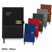Carnet d'affaires en cuir PU bicolore avec logo personnalisé, 100 feuilles, boucle métallique dorée, sangle magnétique, reliure cousue, cadeau d'entreprise, agenda