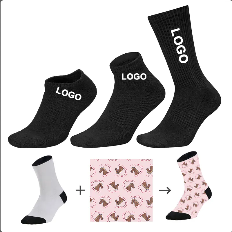 OEM Socks Custom Logo Embroidered Funny Ankle Crew Novelty Cotton Socks Packaging Sets Designer Unisex Womens Custom Men Socks