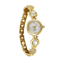 Montre à quartz pour femmes de luxe avec bracelet en or, bijoux colorés et élégants pour femmes, bracelet en acier inoxydable