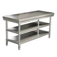 Table de préparation et de travail pour cuisine commerciale, table en acier inoxydable avec étagères, 3 niveaux, équipement de travail pour restaurant, maison et hôtel