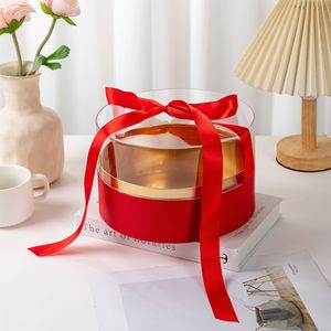 Wholesale Luxury Acrylic Transparent Round Flower <strong>Box</strong> Chocolate Flower <strong>Gift</strong> <strong>Box</strong> with Ribbon - Product Image 1