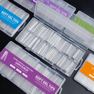 240支软凝胶指甲尖定制标志透明长棺材压在指甲上假果冻指甲全盖延伸尖 - Product Image 1