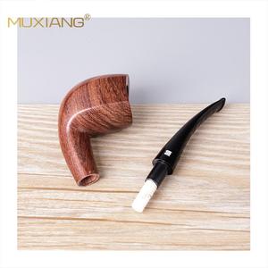 Muxiang Rosewood Smoking Pipe Bent Type Handmade Solid Wood Tobacco Pipe With Curved Handle For Personal Gift - Product Image 5