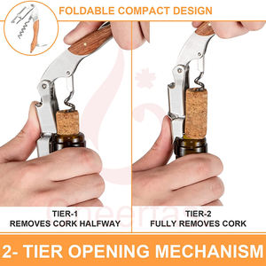 חם מכירות ואקום פקק עבור Rosewood מחלץ נירוסטה יין ובקבוק פותחן 3 ב 1 ופקק יין פותחן מתנת סט - Product Image 6