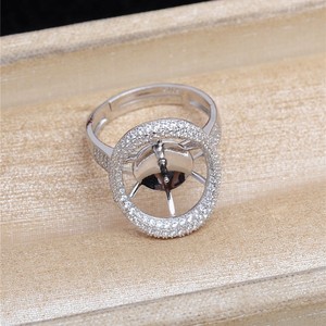 Bague en argent S925 Wenchi, support creux pour perle DIY 13-14mm, référence 16969, composants et apprêts de bijouterie semi-finis, Chine - Product Image 4