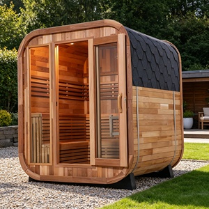 Sauna <span class=keywords><strong>de</strong></span> Madera Sólida <span class=keywords><strong>de</strong></span> Cedro Rojo <span class=keywords><strong>de</strong></span> Alta Gama para Exteriores, Sauna Cuadrada Grande para 4-6 Personas, Sauna <span class=keywords><strong>de</strong></span> Jardín - Product Image 1