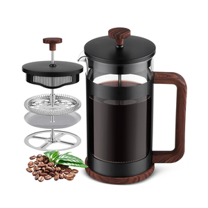 Cafetera de prensa francesa <span class=keywords><strong>vintage</strong></span> OEM Café de prensa francesa de 1 litro con mango de madera para té o café para acampar, viajar - Product Image 1