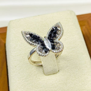 Butterfly Open Ring Natural Seashell Micro Pave Adjustable Women's Ring Gift - Product Image 4