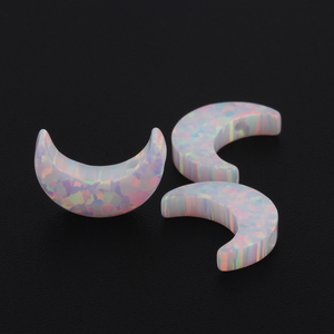 Prix de gros quantité minimale de commande bas 8x11mm demi-lune <span class=keywords><strong>opale</strong></span> pierre plein trou blanc bleu clair vert mélange de couleurs lune <span class=keywords><strong>opale</strong></span> en Stock - Product Image 3