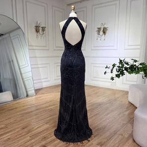 Abito da sera a sirena <span class=keywords><strong>nero</strong></span> Serene Hill LA60776 con scollo all'americana, senza maniche, con frange e <span class=keywords><strong>spacco</strong></span>, lussuoso abito da festa per donna - Product Image 6
