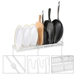 Organizador de Ollas y Sartenes Expandible Moderno de 3 Niveles, Ajustable, Ecológico, de Hierro, para Almacenamiento en Gabinetes, Platos y Utensilios de Cocina - Product Image 4