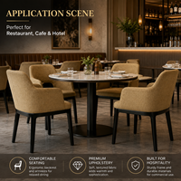 Ensembles de tables de restaurant avec revêtement texturé moutarde, accoudoirs ouverts, pieds noirs, design moderne européen pour appartement, hôtel, restaurant