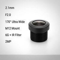 Objectif Fisheye M12 Ultra Grand Angle 170 Degrés 2.1mm F2.0 Musi Factory en Gros, Objectif de Caméra de Vision Nocturne 2MP 6G+IRF