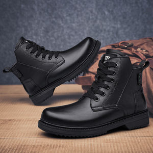 Botas de Invierno de Cuero de Alta Calidad para Hombre, Cierre con Cordones, Zapatos Casuales Cómodos, con Función de Aumento de Altura, para Primavera y Otoño - Product Image 4
