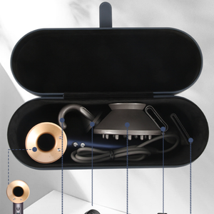 Boîte de rangement magnétique en cuir pour sèche-<span class=keywords><strong>cheveux</strong></span> <span class=keywords><strong>Dyson</strong></span> HD01 avec deux buses et étui cadeau de voyage en cuir PU - Product Image 3