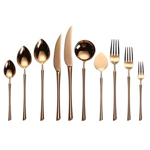 Set di Posate in Acciaio Inox 304 <span class=keywords><strong>Aden</strong></span> Oro Rosa Lucidato a Specchio Riutilizzabile Coltello Forchetta Cucchiaio Coltello da Bistecca Dessert - Product Image 4