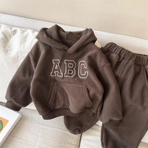 ABC Hoodie Moyen Pull pour Garçons Filles Nouvelle Lettre Enfants Automne Hiver Plus Cachemire Casual Suit Preppy Style Toile - Product Image 3