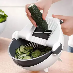 高品质旋转蔬菜旋转切片机带排水篮多功能厨房蔬菜水果排水篮