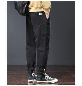 กางเกงทำงานลำลองสไตล์อเมริกันสำหรับผู้ชายกางเกงขากว้างแบบเรียบง่ายทรงหลวมขนแกะ - Product Image 4