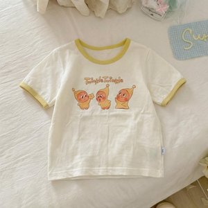 Cute Cartoon Short Sleeve T-Shirt For Girls Star Print Cotton Summer Clothes Kids Top - Product Image 3