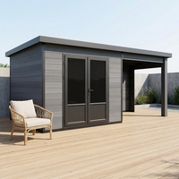 Abri de jardin moderne en acier et bois EASYGREEN série D, abri de jardin en WPC, robuste, verre anti-effraction, température constante, extérieur