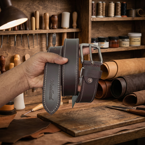 Ceinture de fête pour homme en cuir de vachette de haute qualité à motif écossais, avec logo personnalisé imprimé, boucle carrée en acier 3D, robuste et imperméable - Product Image 5