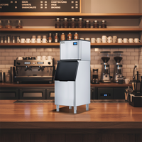 Machine à glaçons commerciale HULI 180 kg, 220 V, 980 W, automatique, à glaçons en croissant, avec refroidissement par eau et pompe à eau