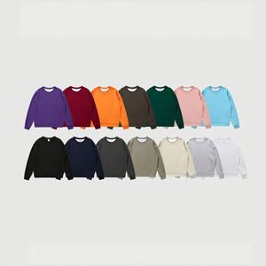 H5407 New Arrivals Wholesale Custom 380g Cotton Blends Solid Color Crewneck Sweatshirts Women Men Sweatshirts - Product Image 1