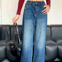 Pantalon en jean décontracté taille haute extensible pour femme grande taille, coupe large, délavé, respirant et écologique – Vente en gros sur mesure