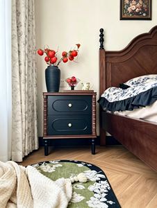 Premium Solid Wood Nightstand French Vintage Two-tone Spindle Legs 2 Drawer <b>Storage</b> Bedroom Furniture Stable <b>Bedside</b> Cabinet - Product Image 1