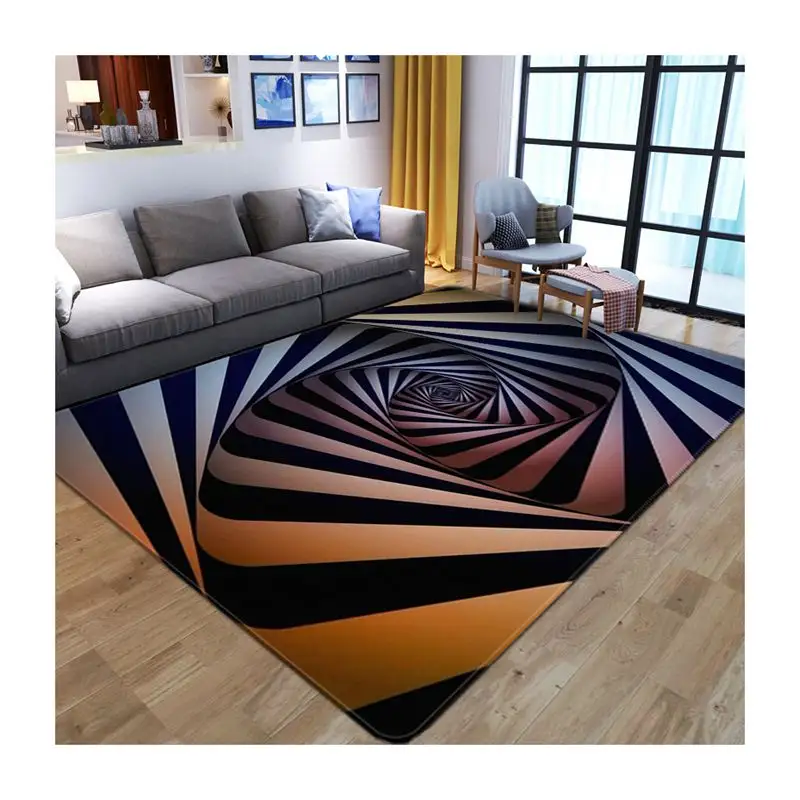 Tapis de sol abstrait 3D géométrique Vortex Illusion tapis antidérapant porte d'entrée paillasson optique tapis de sol tapis de décoration de salon