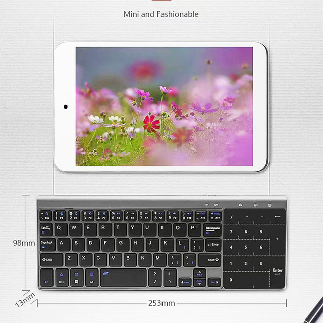 Portable Wireless Mini Keyboard Touchpad for Multi-Device 2.4GHz USB Compatible TVWindows Android Chrome OS Laptop Tablet