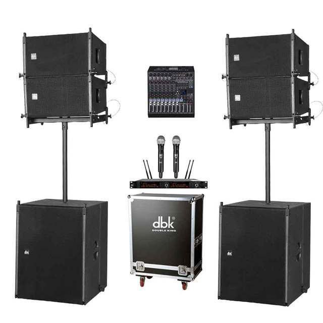 DBK 10 Inch Line Array Column Speaker System with Dual 15 Inch Subwoofer 1000W PA Sound Equipment for Church Wedding