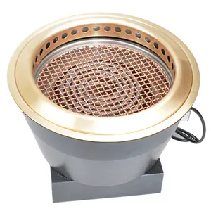 Restaurant Copper lid Japanese Style Embedded smokeless electric Korean bbq grill with purifier