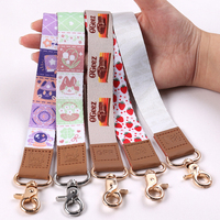 Dragonne courte personnalisée pour poignet, en polyester imprimé par sublimation, avec patch en cuir PU et mousqueton métallique, pour logo