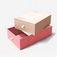 Boîte cadeau cosmétique haut de gamme avec logo personnalisé en relief, boîte à tiroir rigide de luxe avec laminage mat, doublure en éponge, recyclable
