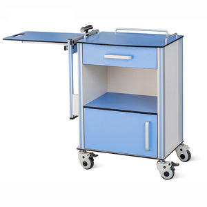 Mesa auxiliar médica ajustable en altura, de aluminio, para hospital, con ruedas. - Product Image 1