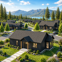 Maison modulaire préfabriquée en acier léger isolé, installation facile, style contemporain, type chalet ou ferme, pour projet de logement familial.