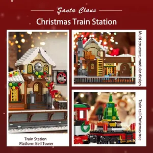 Jie Star 89142 città natale villaggio stazione ferroviaria con luce fai da te mattoncini modello regali per bambini set di blocchi - Product Image 5