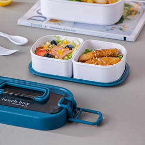 Lonchera de 3 Compartimentos para Oficinistas y Escolares, con Cubiertos, Lonchera Bento de Plástico de 2 Niveles para Adultos y Niños - Product Image 2
