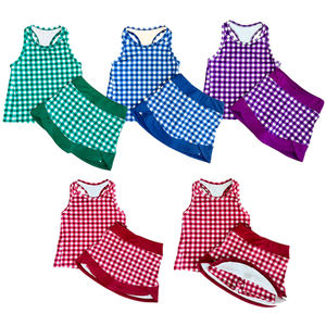 Falda Deportiva Informal de Algodón y Elastano con Estampado a Cuadros Coloridos para Niñas, con Forro, Ropa Deportiva para Hermanas, Yoga - Product Image 6