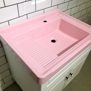 Style Moderne ROSE BLANC Petit Évier à Linge Rectangulaire SMC Bassin <span class=keywords><strong>en</strong></span> Résine Machine à Laver FRP Résine Composé Pierre Montage Facile - Product Image 3