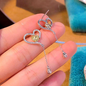 Orecchini pendenti a cuore con nappe da donna, stile cool, gioielli pendenti per l'orecchio, accessori per l'uso quotidiano - Product Image 3