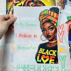 Étiquettes de transfert thermique DTF personnalisées de haute qualité sur le thème de l'<span class=keywords><strong>histoire</strong></span> des Noirs, prêtes à être pressées, pour vêtements - Product Image 1