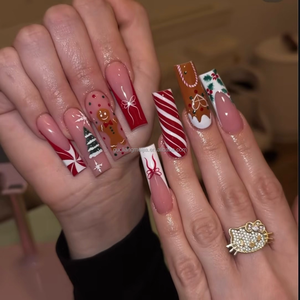 <span class=keywords><strong>Uñas</strong></span> Postizas Hechas a Mano, Forma Ataúd Mediana, Color Rosa Nude, con Contorno de Corazón Blanco y Diseño de <span class=keywords><strong>Punta</strong></span> Francesa, <span class=keywords><strong>Uñas</strong></span> Acrílicas - Product Image 6