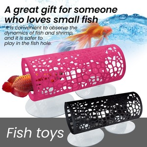 Aquarium Fish Hideout Tube PVC Decorations For Betta And <b>Small</b> Fish With <b>Suction</b> <b>Cups</b> - Product Image 4